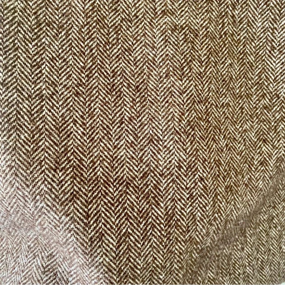 Brown fishbone wool mid length A-line skirt size 8 - Picture 2 of 8